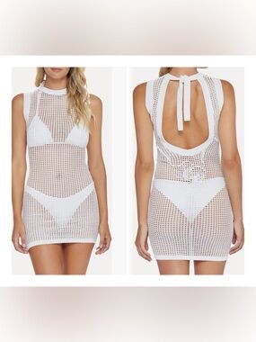 PQ Swim ‘Sarah’ White Crochet Mesh Swim Coverup
